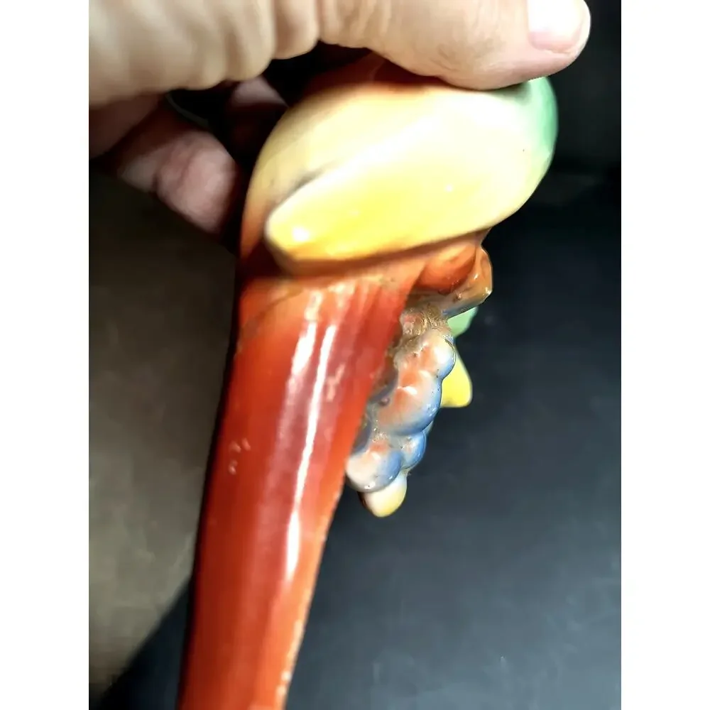 1482.  Vintage Czech Wall Pocket Vase Parrot Red Dime Mark